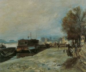 Bateau-lavoir sur la Seine, pres de Paris