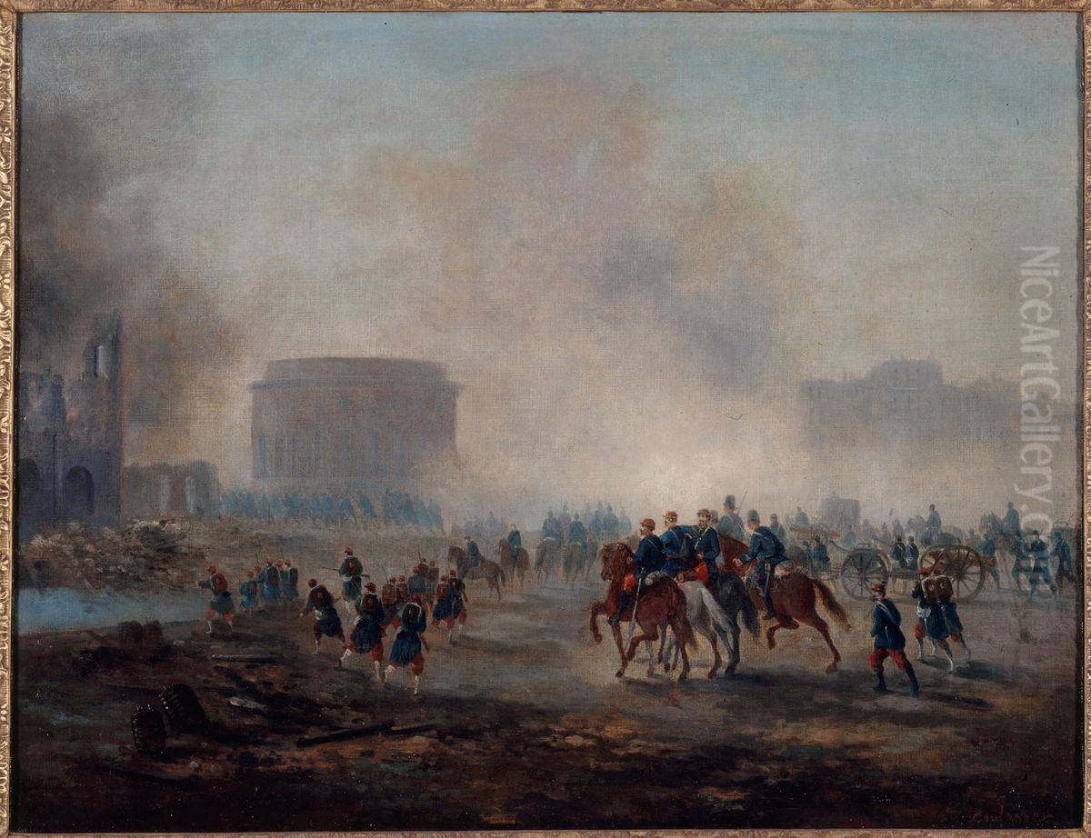 La Villette cernee par les troupes versaillaises, mai 1871. Oil Painting by Gustave Boulanger