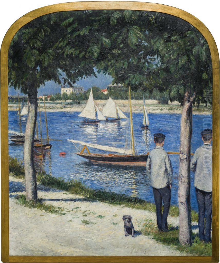 The bank of the Seine at Petit Gennevilliers Oil Painting by Gustave Caillebotte