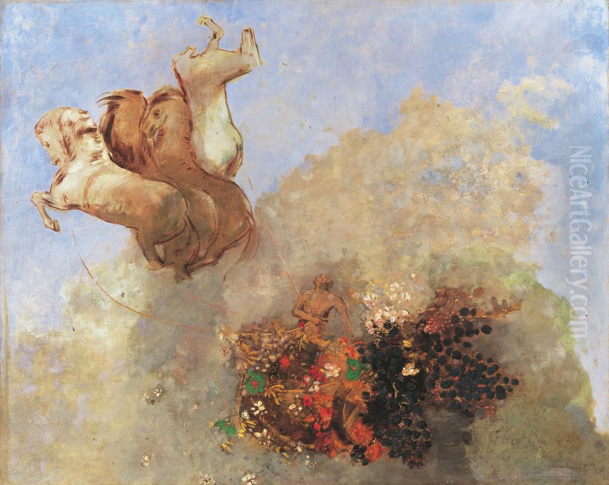 Quadrige, le char d'Apollon Oil Painting by Odilon Redon