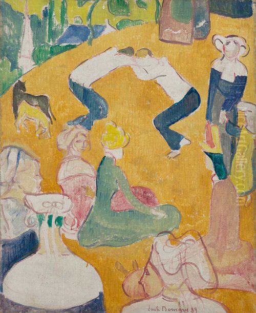 Les lutteurs bretons Oil Painting by Emile Bernard