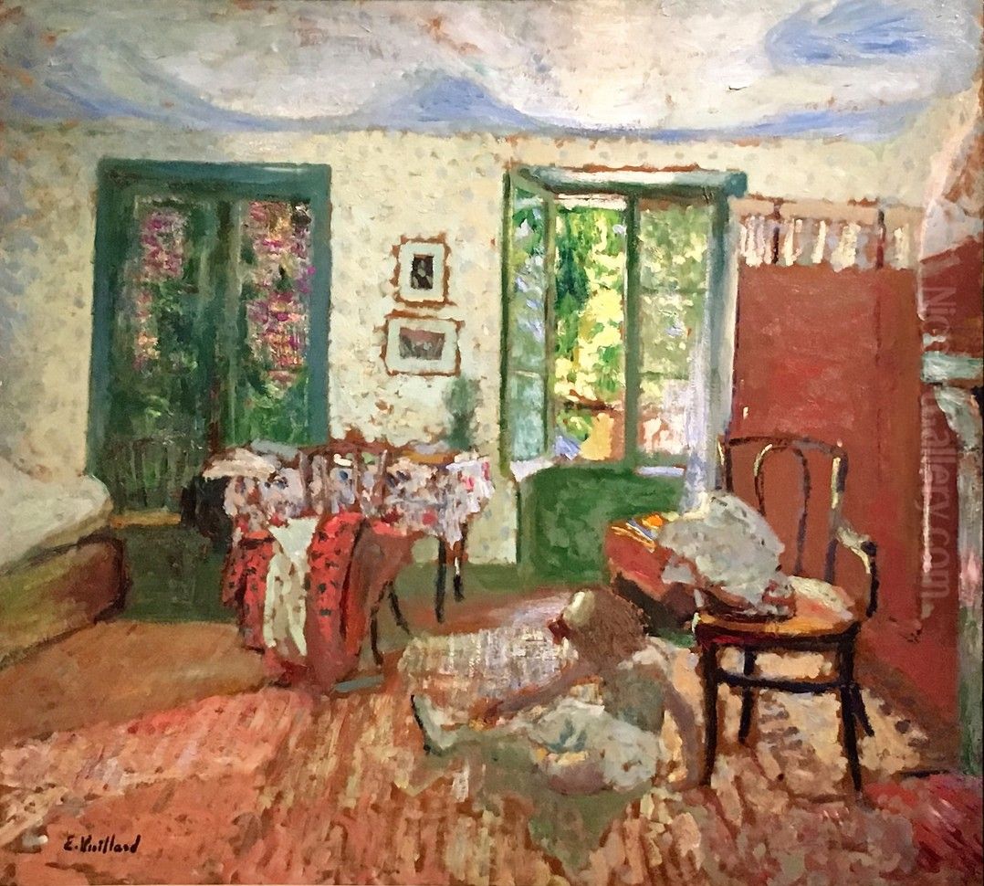 Interieur. Annette au pied d'un fauteuil Oil Painting by Jean-Edouard Vuillard
