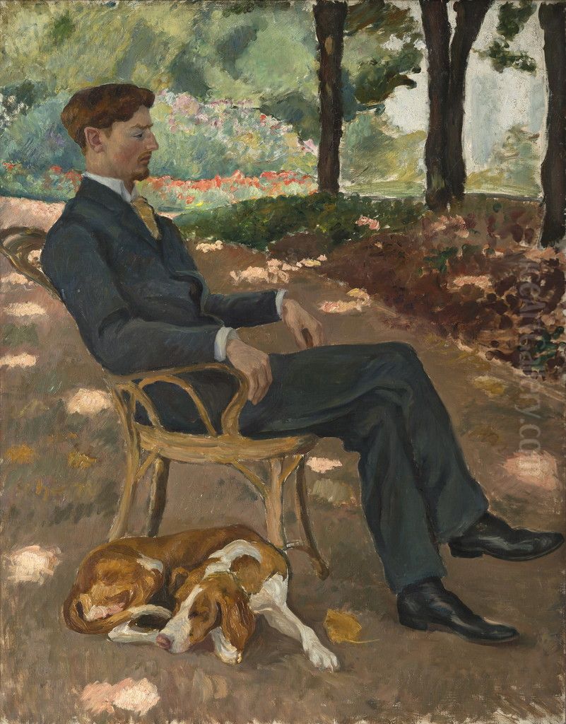 L'homme au chien Oil Painting by Ernest Rouart