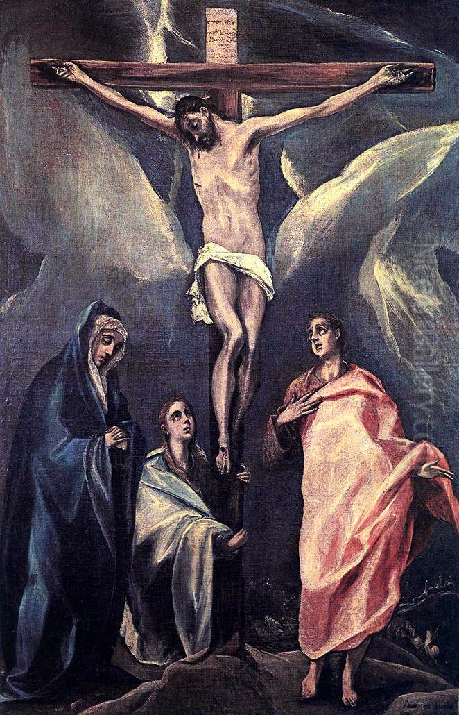 Crucifixion with the Virgin Mary and Saint John the Evangelist Oil Painting by El Greco
