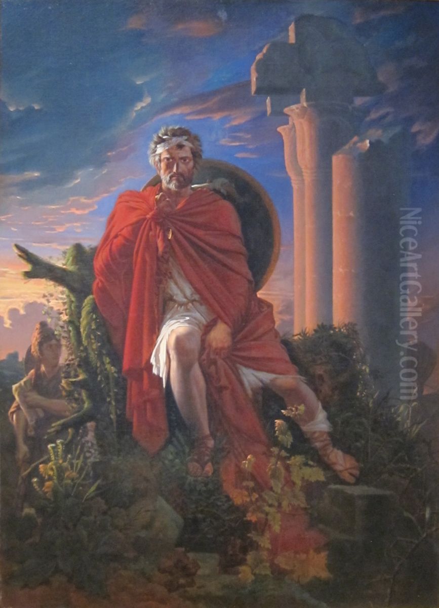 Marius Meditating on the Ruins of Carthage Oil Painting by Pierre-Nolasque Bergeret