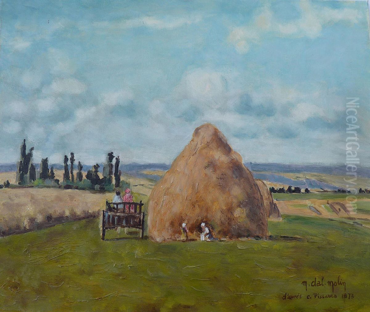 The Grainstack, Pontoise Oil Painting by Camille Pissarro