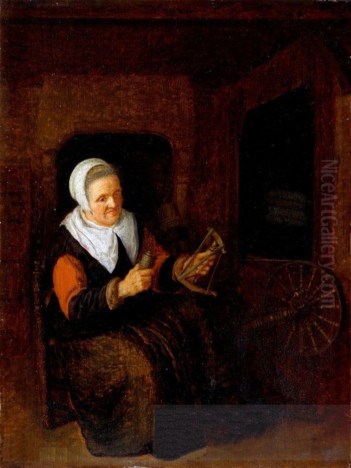 Wool Winder Oil Painting by Abraham de Pape