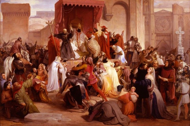 PopeUrban IIPreaching the First Crusade in the Square of Clermont Oil Painting by Francesco Hayez