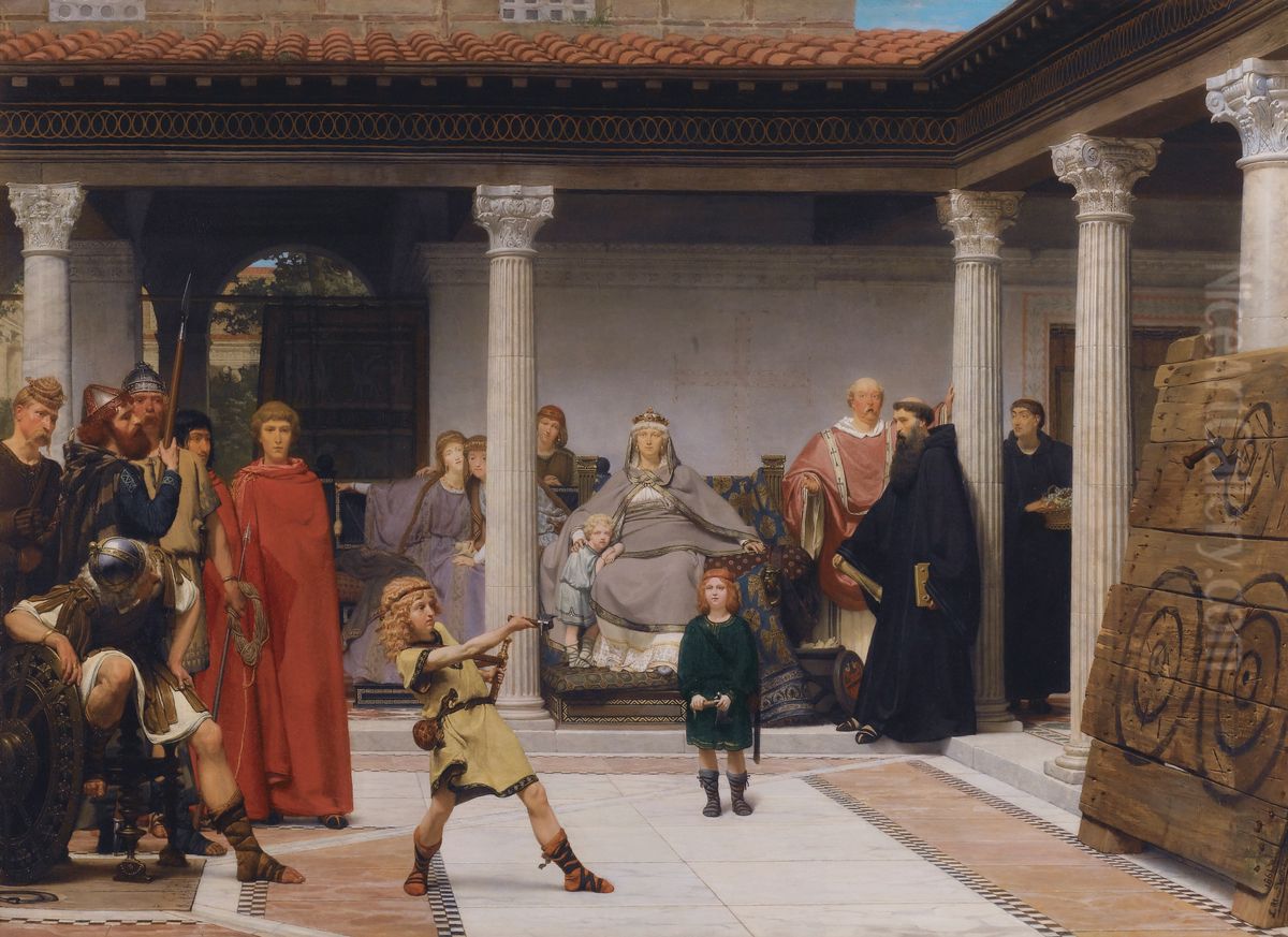 Education of the Children of Clovis (or School of Vengeance, or Training of Clotilde's Sons) Oil Painting by Lawrence Alma-Tadema
