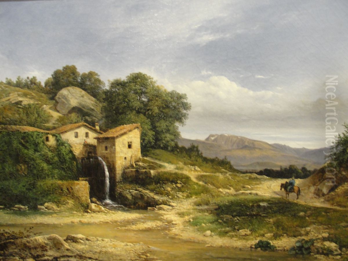 View of Taillefer Taken from the Sassenage Coast Oil Painting by Jean Achard