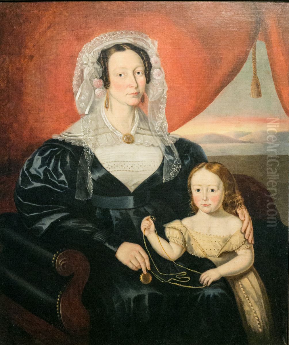 Madame Charles-Hilaire Tetu, nee Elizabeth O'Brien, and Her Son Eugene Oil Painting by Theophile Hamel
