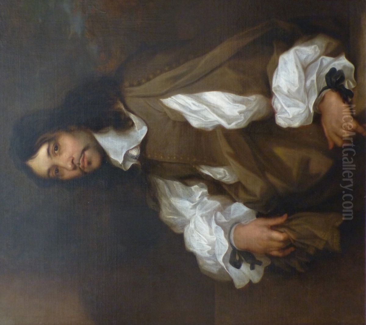Portrait d'homme, dit l'homme aux rubans noirs Oil Painting by Sebastien Bourdon