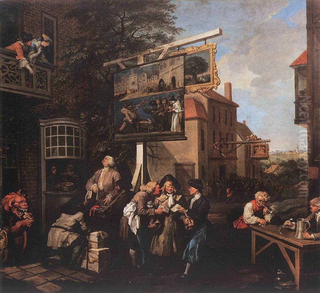 Soliciting Votes Oil Painting by William Hogarth