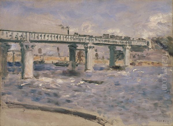 Pont de chemin de fer a Argenteuil Oil Painting by Pierre Auguste Renoir