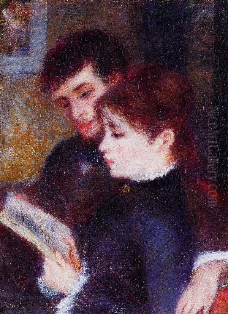 Couple Reading Oil Painting by Pierre Auguste Renoir