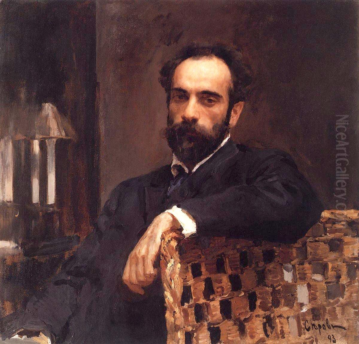 <<Portret hudoznika Isaaka Ilʹica Levitana>> Oil Painting by Valentin Serov