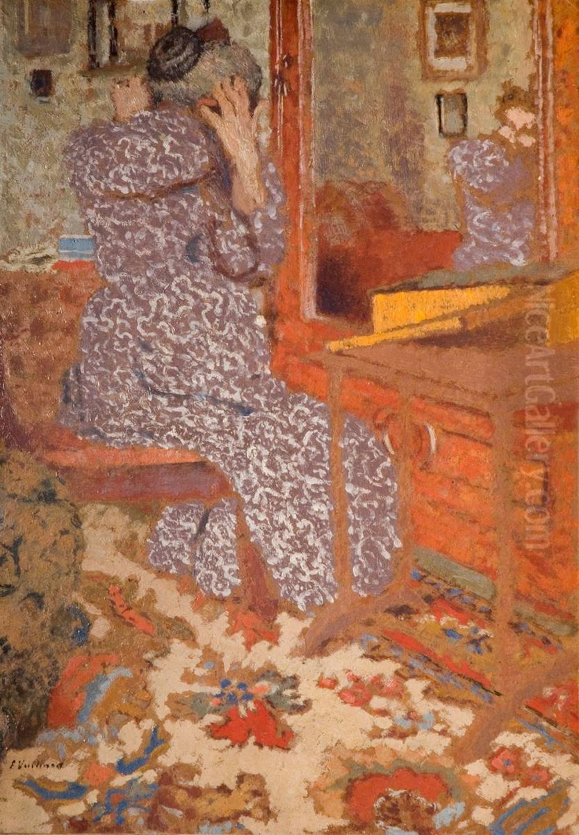 Madame Vuillard Arranging Her Hair Oil Painting by Jean-Edouard Vuillard