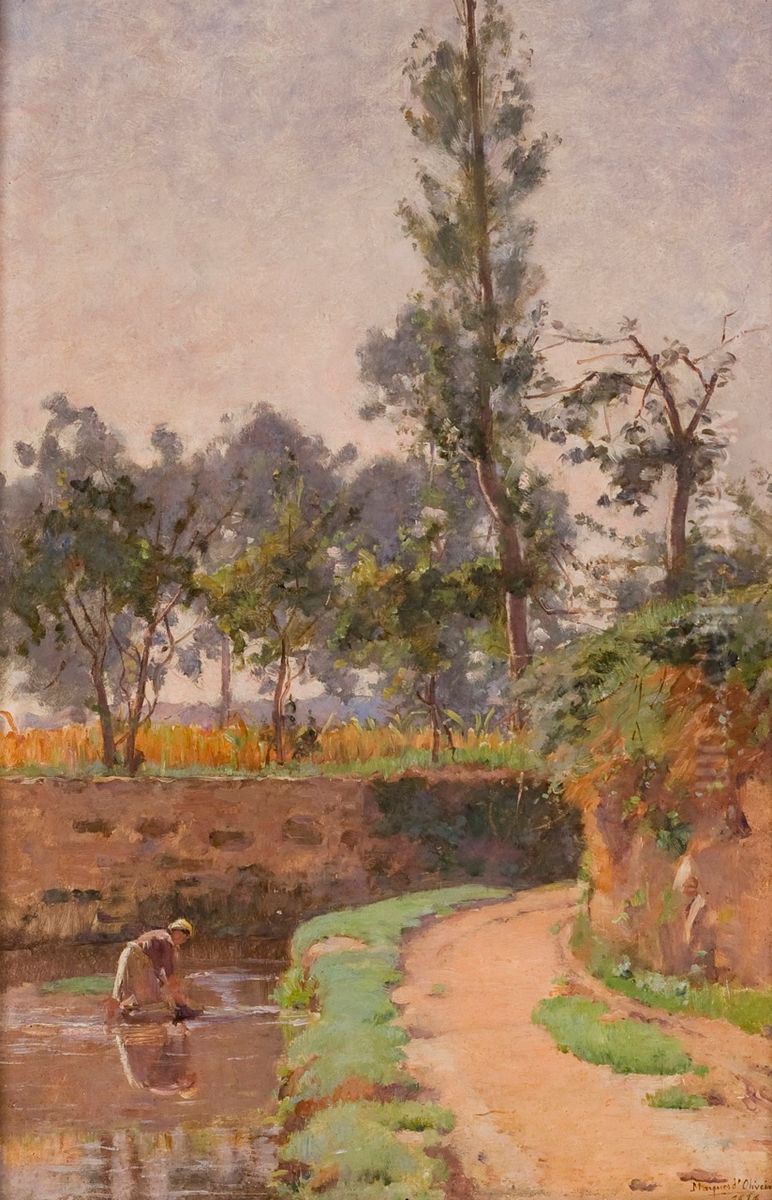 Lavadeira Oil Painting by Joao Marques de Oliveira