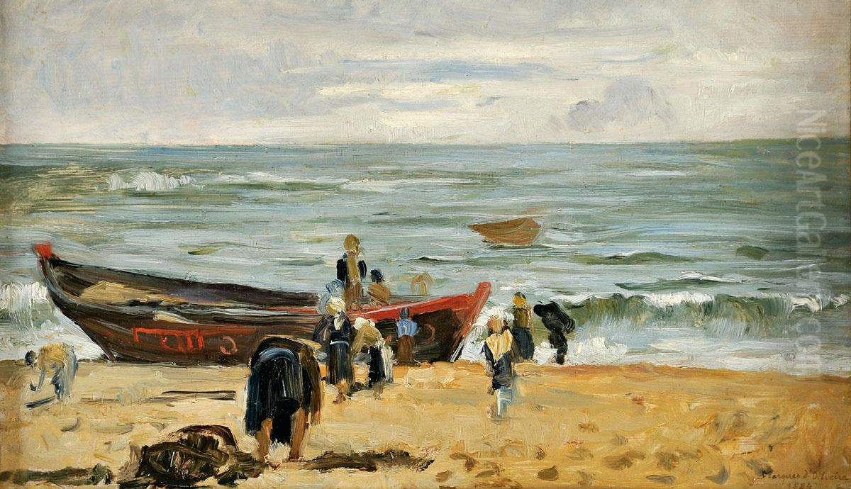 Povoa de Varzim Oil Painting by Joao Marques de Oliveira