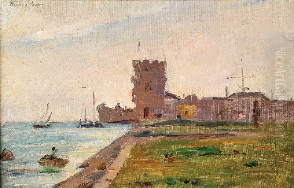 A Torre de Belem Oil Painting by Joao Marques de Oliveira
