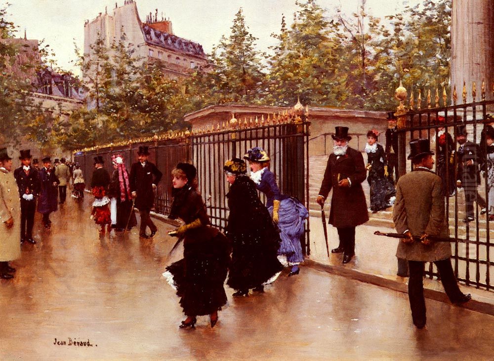 SortantDe La Madeleine, Paris Oil Painting by Jean Beraud