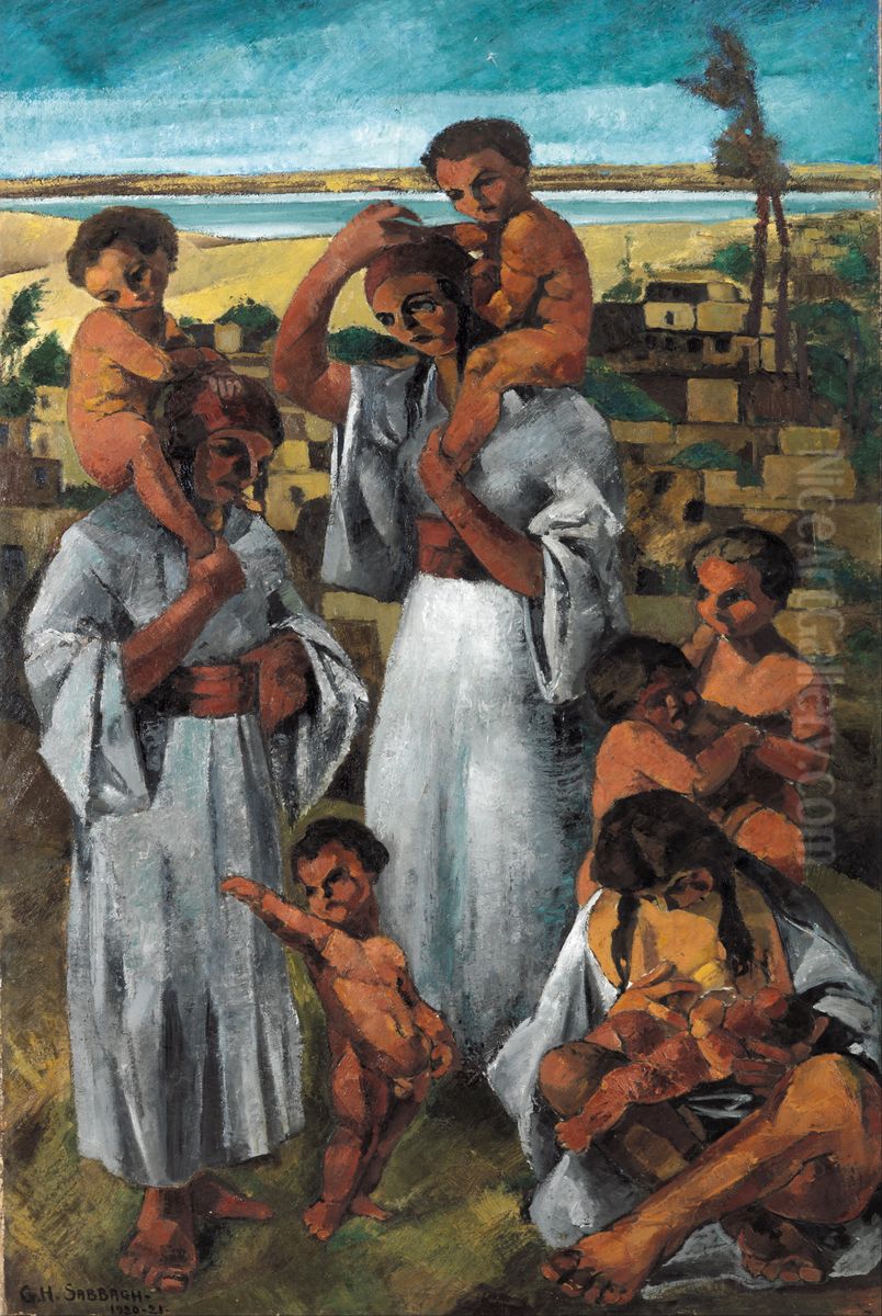 Maternites arabes Oil Painting by unknown