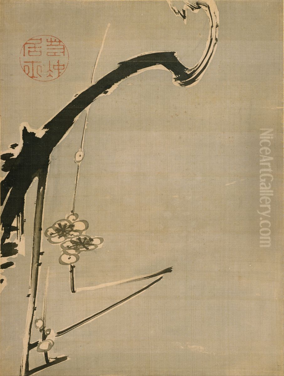 Plum Blossoms from Seiran'en Painting Album Oil Painting by unknown