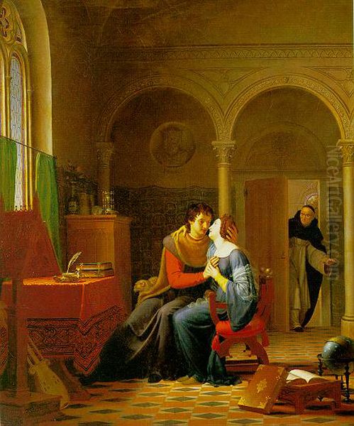 Abaelardand Heloisa,surprised by Master Fulbert Oil Painting by Vignaud, Jean