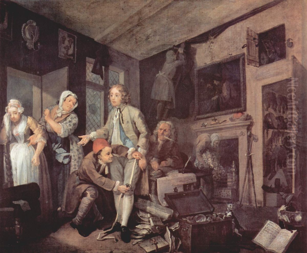 The Young Heir Takes Possession of the Miser's Effects-A Rake's Progressseries Oil Painting by William Hogarth