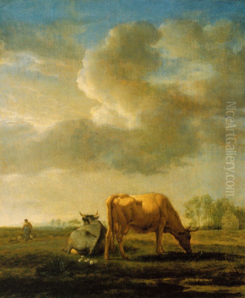 Kuhe auf der Weide Oil Painting by Adriaen Van De Velde