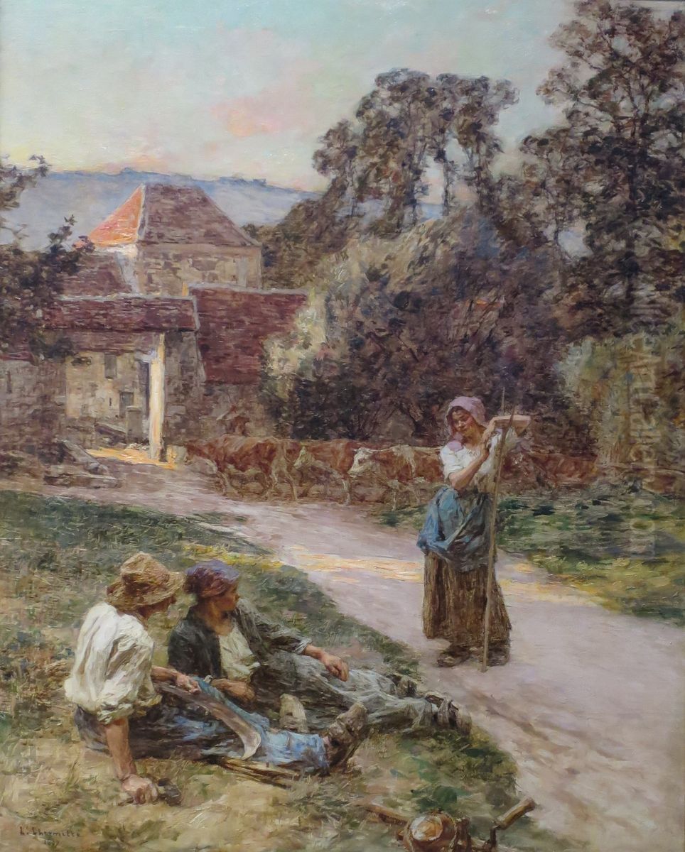 Sundown, Return of the Cattle Oil Painting by Leon Augustin Lhermitte