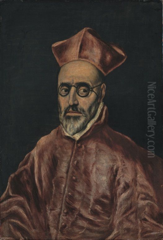 El cardenal Fernando Nino de Guevara, retratado de medio cuerpo Oil Painting by El Greco