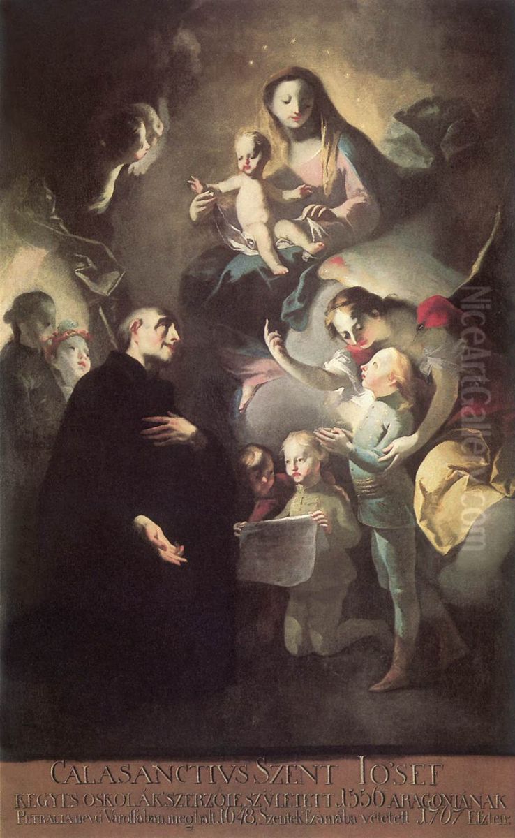 Saint Joseph Calasantius before the Virgin Oil Painting by Felix Ivo Leicher