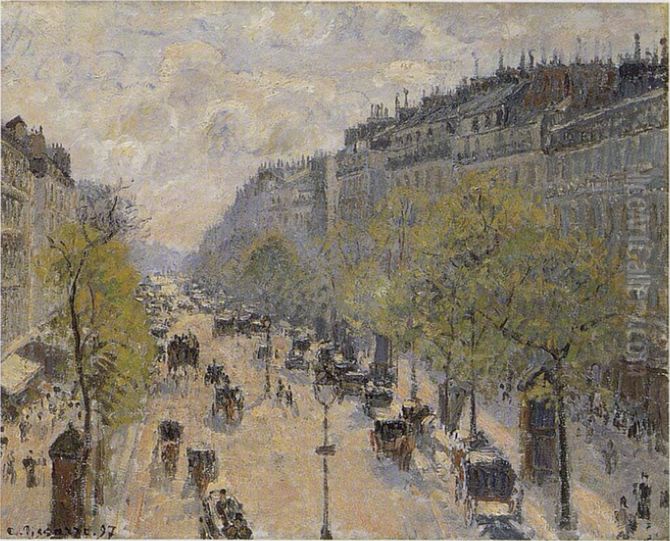 Boulevard Montmartre, Spring Oil Painting by Camille Pissarro
