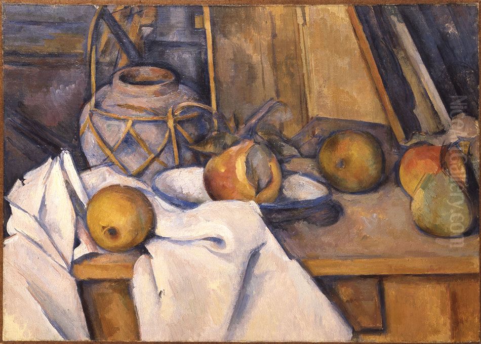 Fruit and Ginger Jar Oil Painting by Paul Cezanne