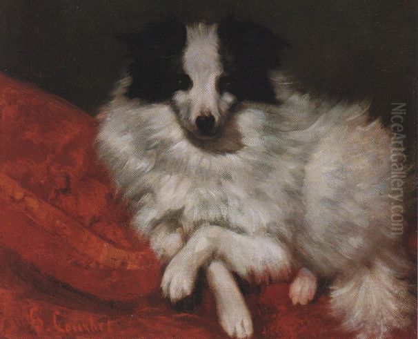 Sitzender Hund auf Kissen Oil Painting by Gustave Courbet