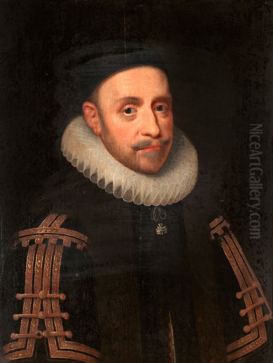 Portrait of king Gustavus Adolphus of Sweden Oil Painting by Jacob Hoefnagel
