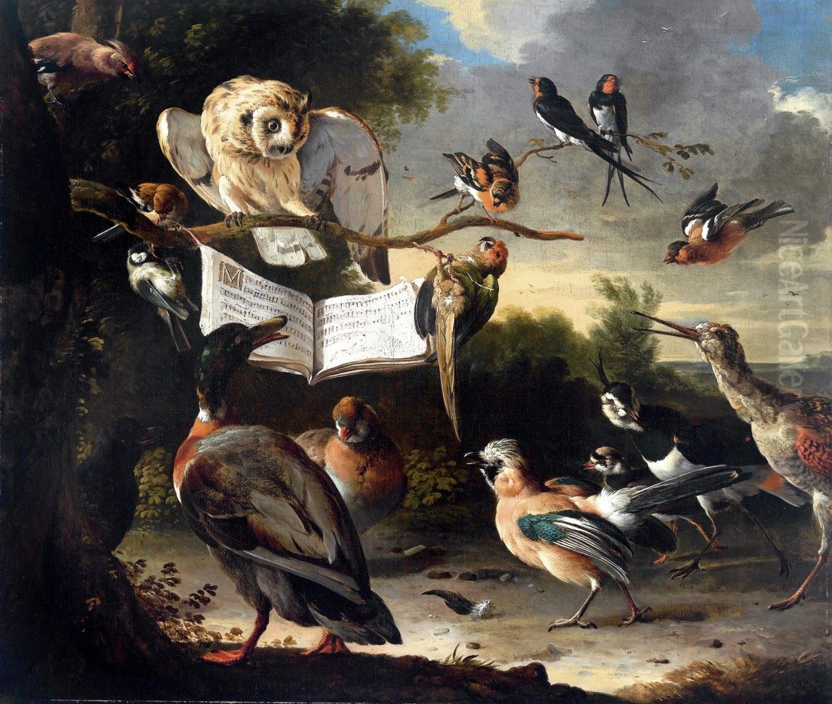 Das Vogelkonzert Oil Painting by Melchior D'Hondecoeter