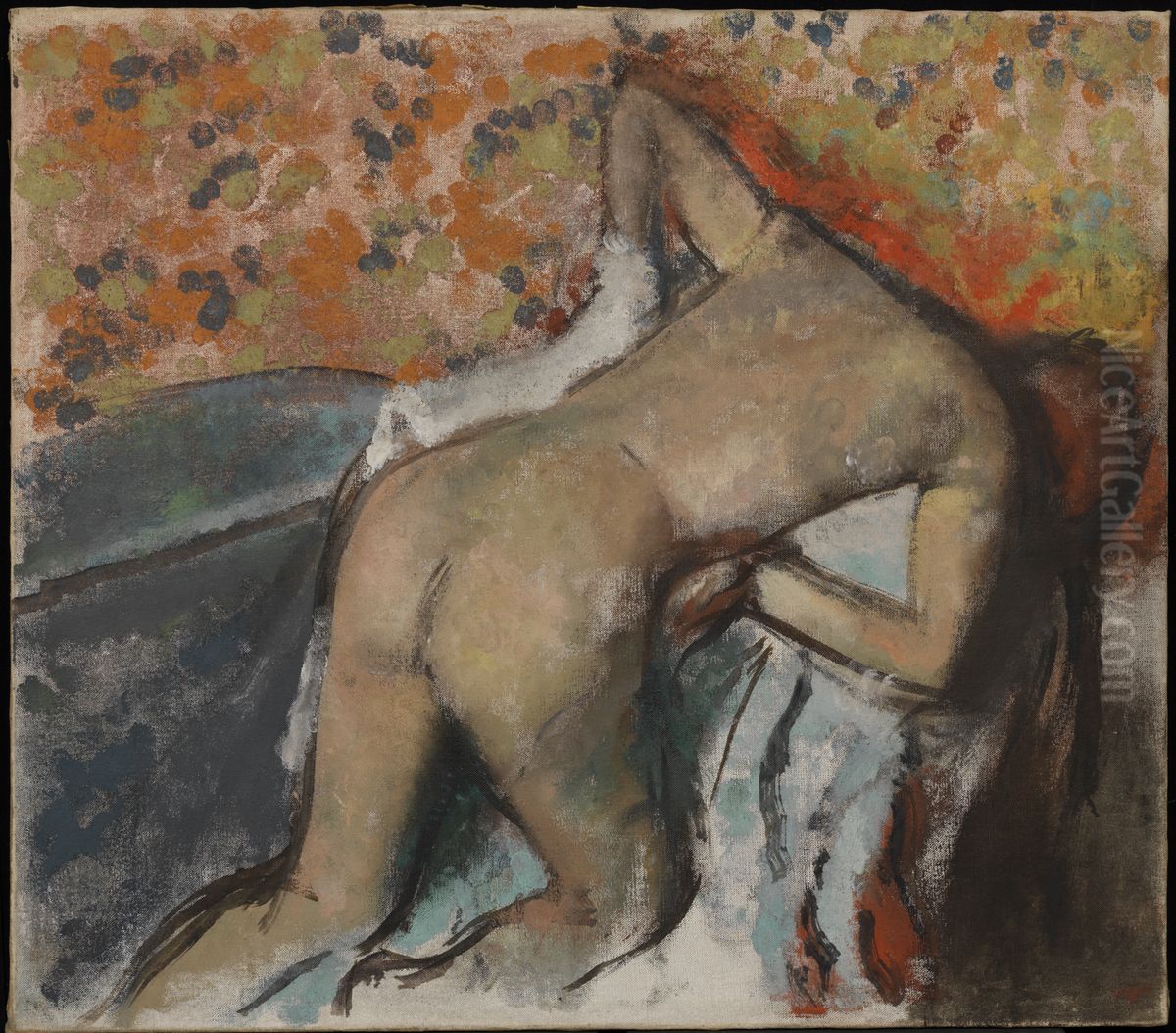 After the Bath, Woman Drying Herself Oil Painting by Edgar Degas