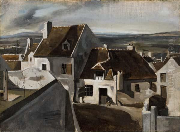 The Inn at Montigny-les-Cormeilles Oil Painting by Jean-Baptiste Camille Corot