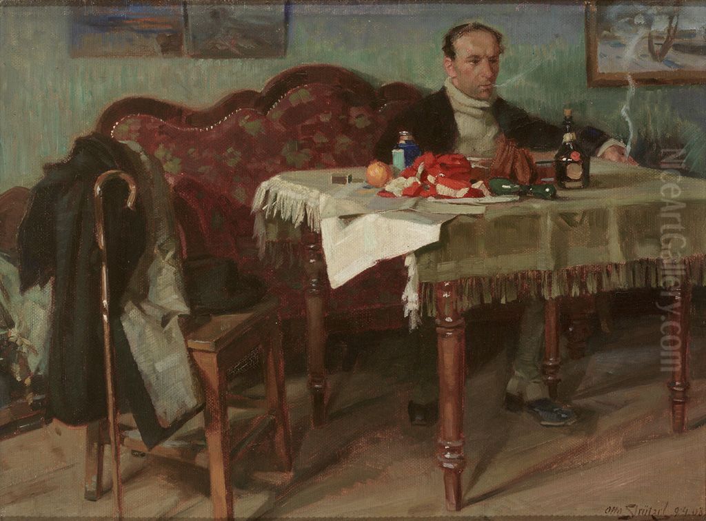 Raucher Oil Painting by Otto Strutzel
