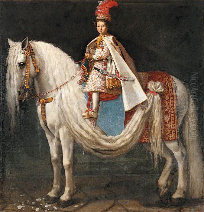 Equestrian portrait of Ferdinando de' Medici in Polish costume. Oil Painting by Justus Sustermans