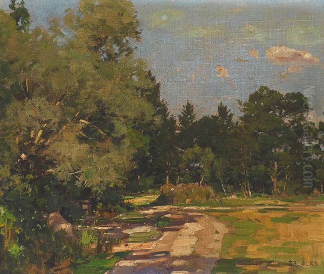 Lichtung an einem sonnigen Fruhlingstag. Oil Painting by Otto Strutzel