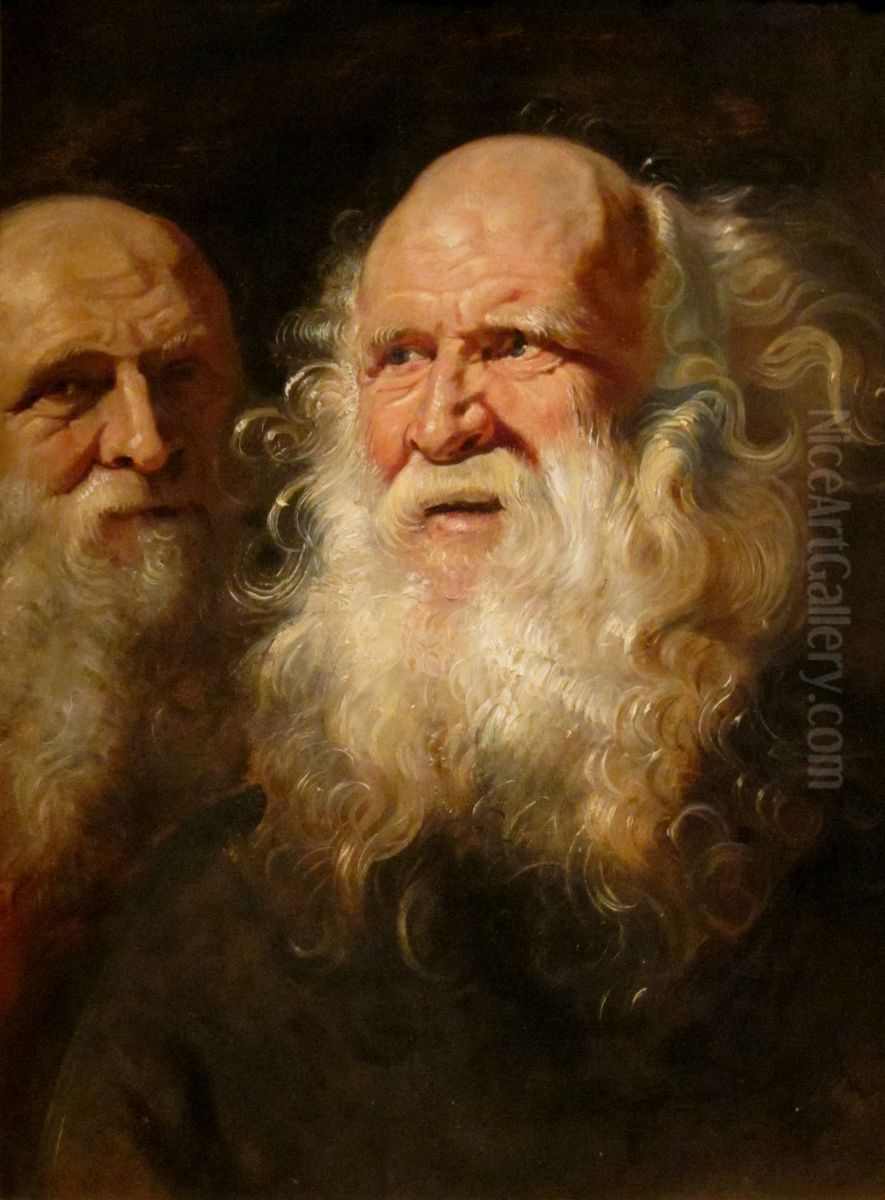 Study portrait of to old men Oil Painting by (studio of) Rubens, Peter Paul