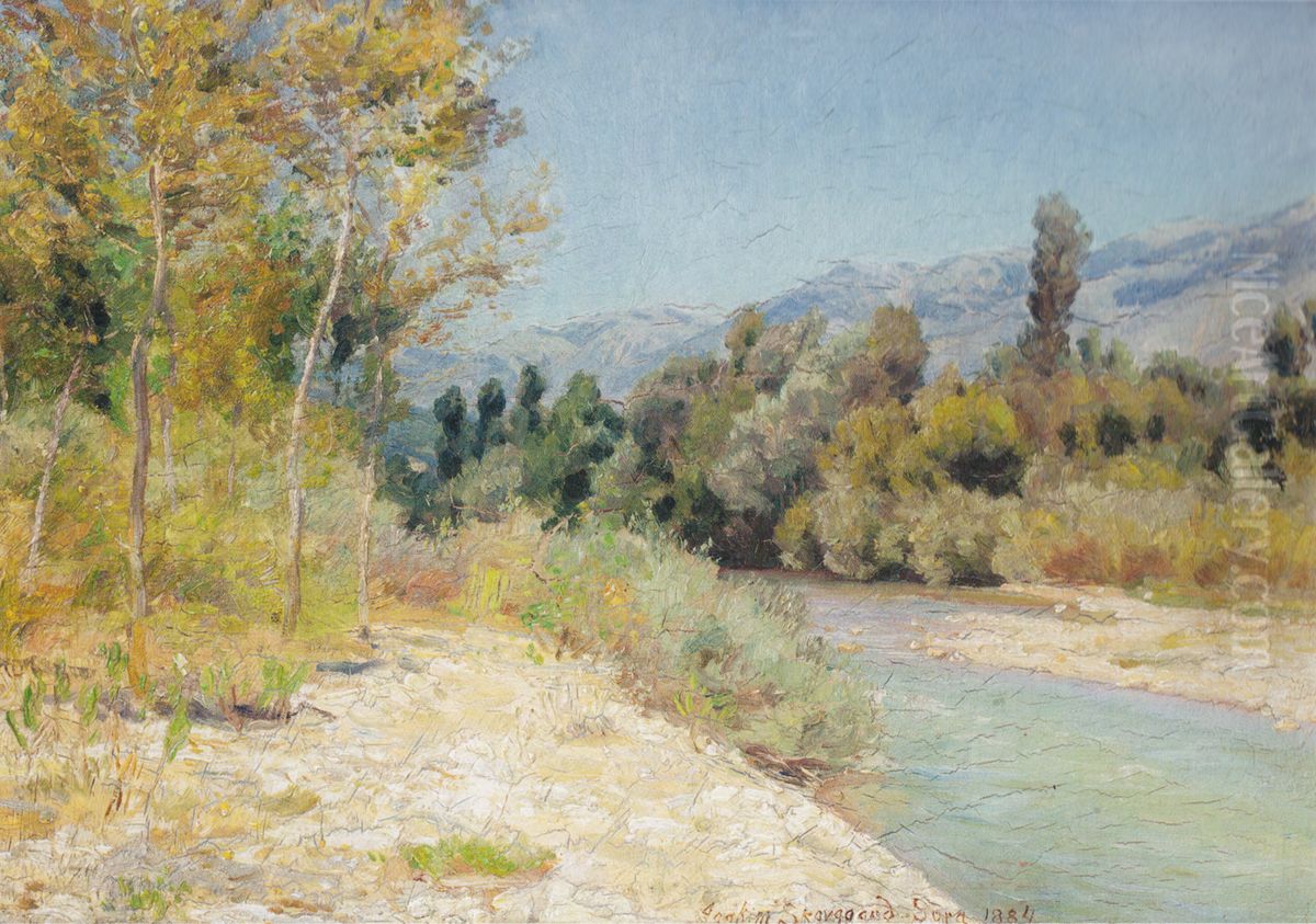 Sommereftermiddag ved Lirifloden. Oil Painting by Joakim Skovgaard
