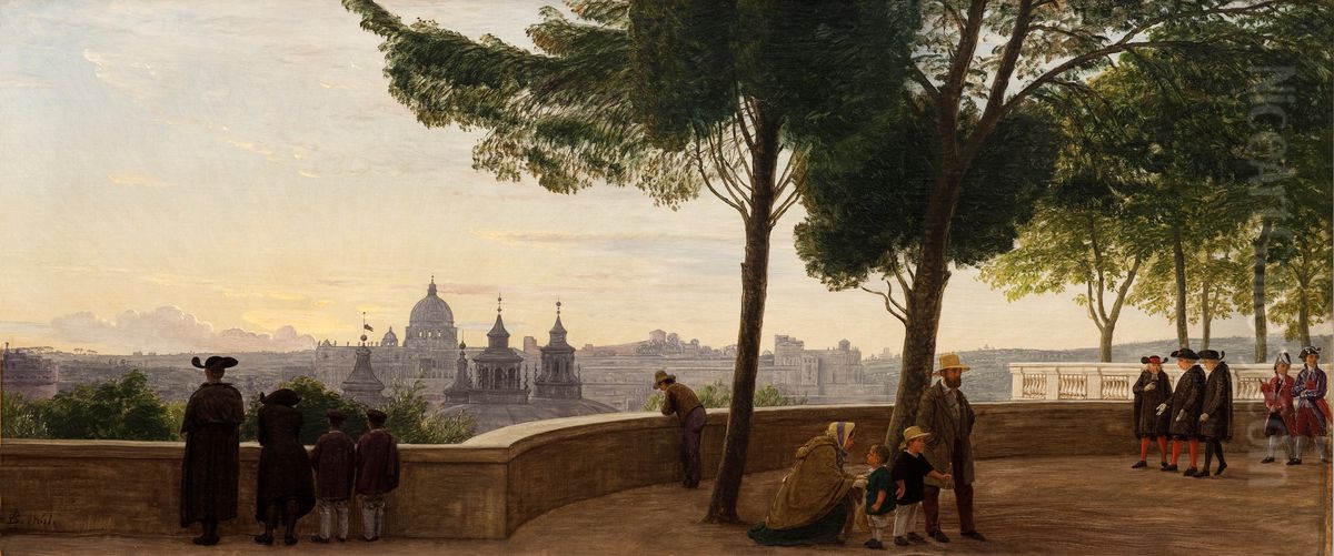 View from Monte Pincio Oil Painting by P. C. Skovgaard