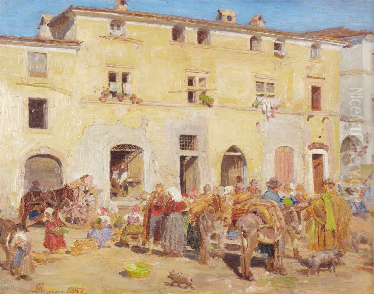 Torveplads i Sora. Italien. Oil Painting by Joakim Skovgaard