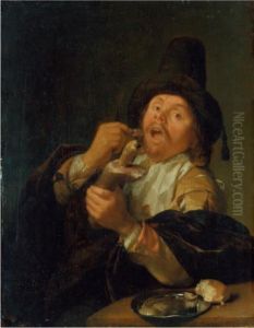 Man eating ham