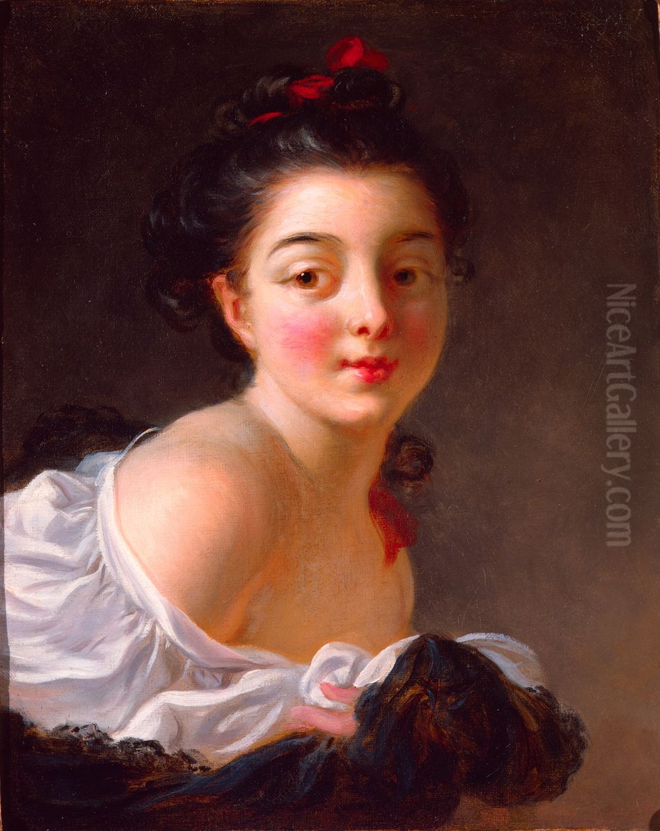 Young Woman with Brown Hair Oil Painting by Jean-Honore Fragonard