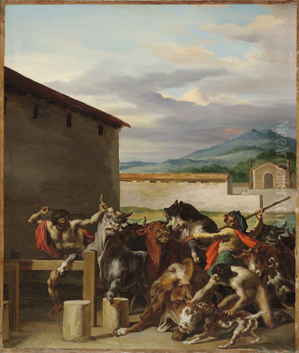 Le Marche aux Boeufs Oil Painting by Theodore Gericault